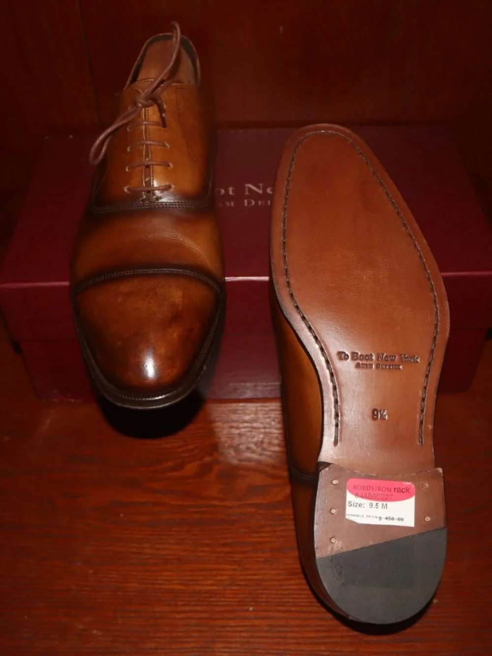 To Boot Brown Burnished Cap-Toe Oxford Lace-Up